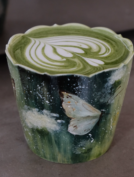Green Meadow Butterfly Grip Cup