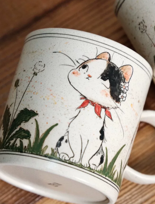 Hand-painted Cat Couple Ceramic Mug