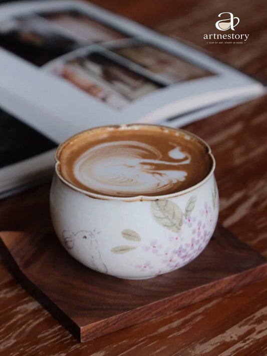 Hydrangea Bunny Fluted Coffee Cup
