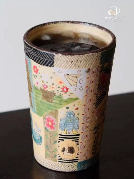 450ml Safari Friends Carved Underglaze Mug