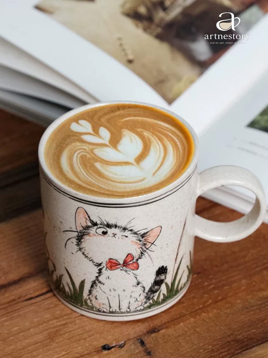 Hand-painted Cat Couple Ceramic Mug