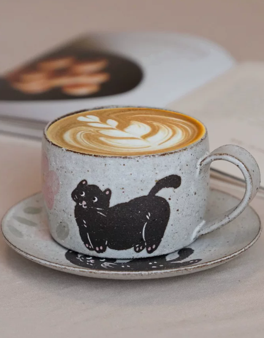 Rustic Stoneware Sketch Coffee Mug